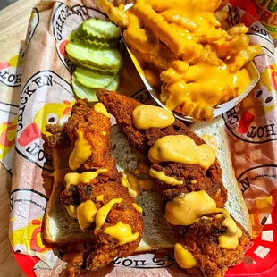 Hot Tenders with Cheese Fries