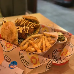 This is Dave's #2 , which comes with two sandwiches and fries.