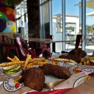 fried chicken and french fries
