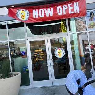 the entrance to the restaurant