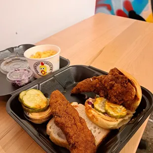 #3 Combo is 1 chicken slider and 1 chicken tender with fries, but I substituted with mac and cheese