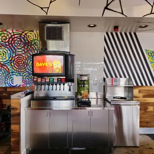 a television and a coffee machine