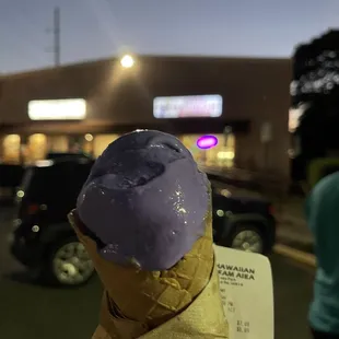 Ube in waffle cone