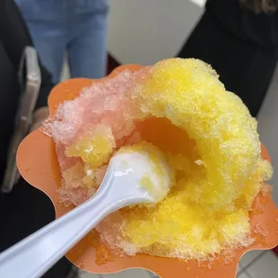 Lychee and pineapple w pineapple ice cream inside