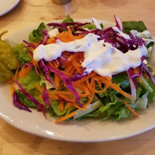 Side salad with creamy garlic dressing