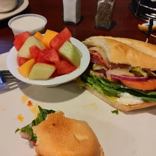 Italian sub with fruit