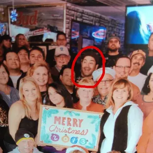 I made it into the annual Christmas photo (2013).