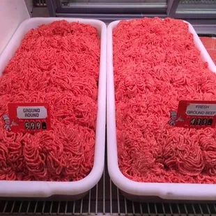two trays of ground beef