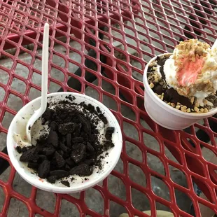 two desserts on a table