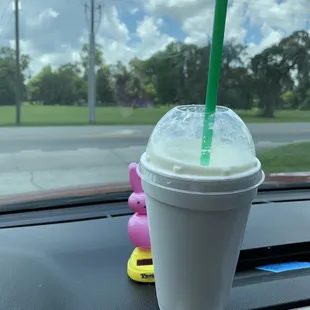 Not very &quot;small&quot; small-sized &quot;No Sugar Added&quot; vanilla milkshake-- under $4 :)