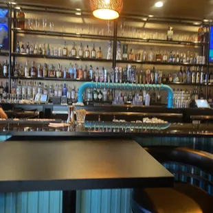 From bar table- no bar stools sitting directly at bar