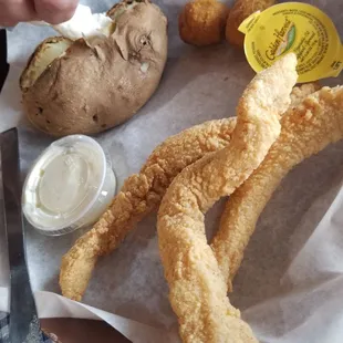 Fish sub baked potato for fries.