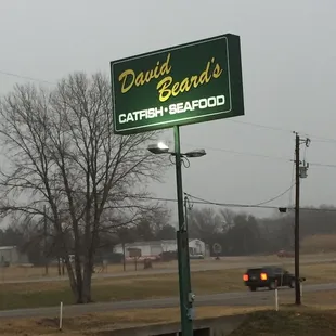 a sign for david beard's catfish and seafood