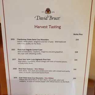 Tasting menu
