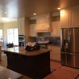 a kitchen being remodeled