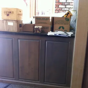 boxes on the counter