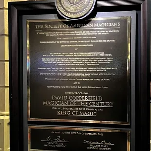 David Copperfield theater @ MGM casino in Las Vegas, NV Plaque