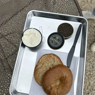 Bagel with caviar