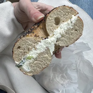 Everything with scallion cream cheese