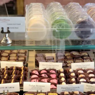 The chocolates are decadent and luscious. Macarons melt in your mouth.