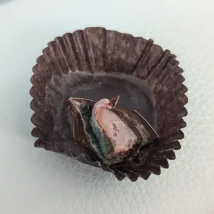 I got one white chocolate raspberry and a raspberry champagne, not sure which one this was but maybe just skip these and try the others