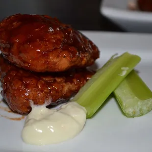 Love the wings and celery never really liked blue cheese though.
