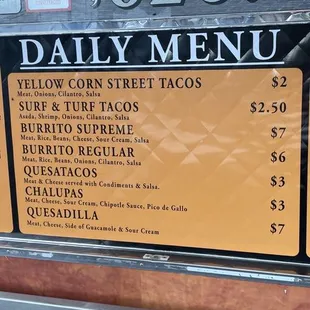 menu