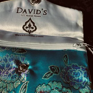 David&apos;s Diamond earrings and pouch. My pictures do not show how exquisite the earrings really are.