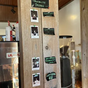 Love the barista pics and favorite drinks... very personable :)