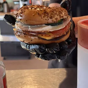 Turkey bagel sandwich