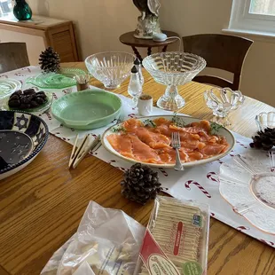 a table set for a holiday party