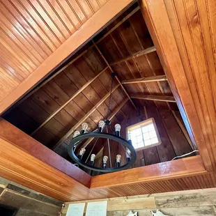 the inside of a barn