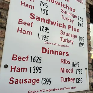 Drive through menu board