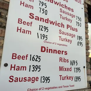 Drive Through menu