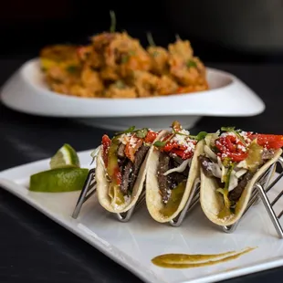 three tacos on a plate