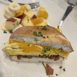 Toasted Bagel with Bacon and Cheese