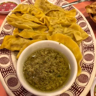 Steamed Dumplings with ginger sauce