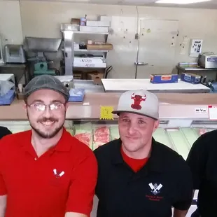 From left to right Caylor (Manager) Devon (Owner) Chad (Meatcutter) Frank ( Meatcutter)