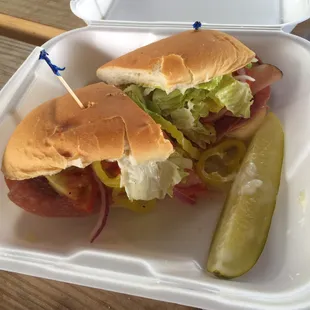 Mario&apos;s Italian to go $7 reg size comes with a pickle. If you love italian subs you&apos;ll love this!
