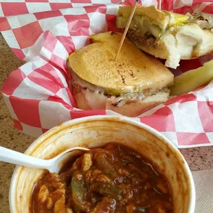 Awesome Cuban with cup of chili so good.