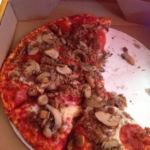 Sausage mushroom pepperoni pizza!!!