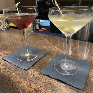 Manhattan and dirty martini