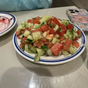 Israeli salad that came with goulash
