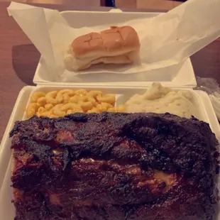 Half rack of ribs dinner with 2 sides