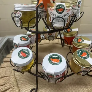 a display of jars of preserves