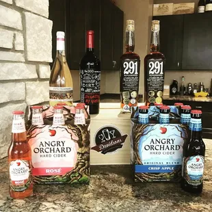 a variety of bottles