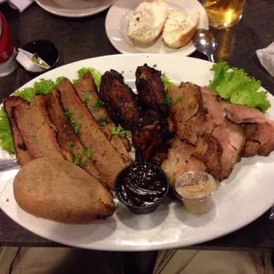Smoked brisket and lamb w/wings combo platter. Gotta admit, this is GREAT!