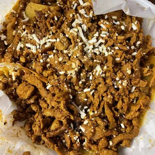 a dish of ground beef