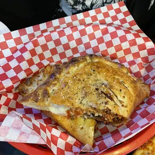 Bacon and sausage calzone
