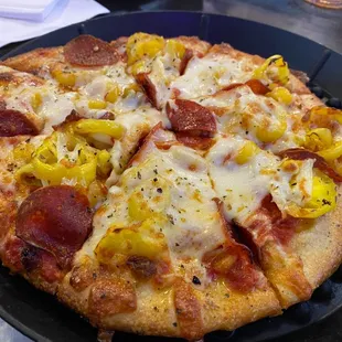 Pepperoni and banana pepper